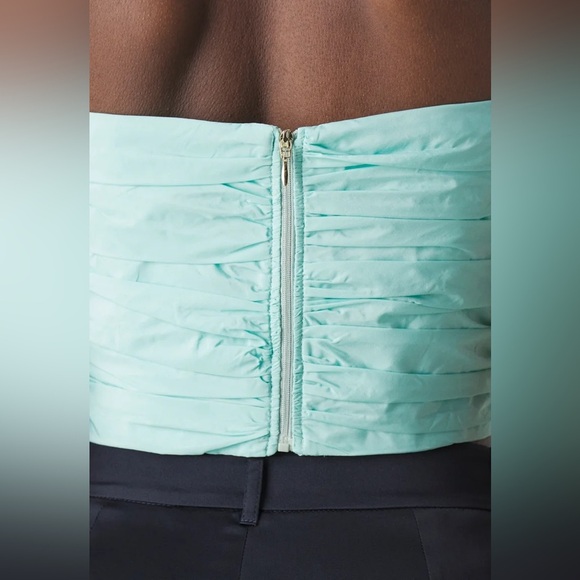 New! Marella Italy Blue Diction1 Strapless Cropped Top 🩵 42 or US Medium NWT! - Picture 9 of 15